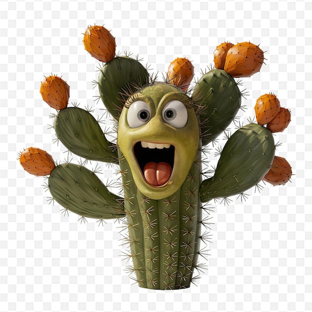 PSD a cactus with a surprised face and a surprised face