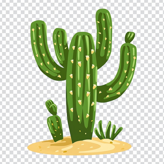 PSD a cactus with yellow hearts on its head sits on a transparent background