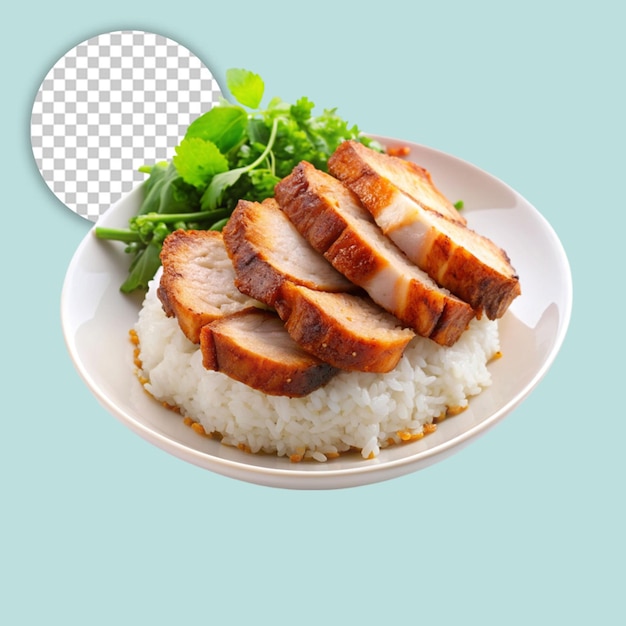 PSD caesar salad with chicken fillet on transparent background