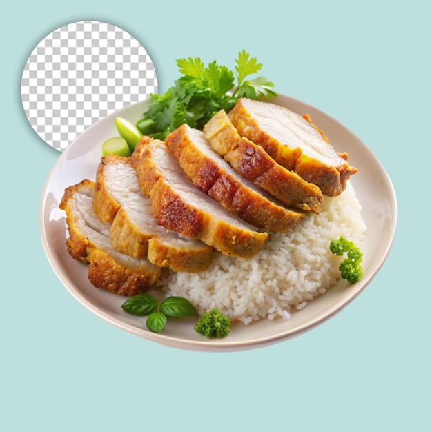 PSD caesar salad with chicken fillet on transparent background