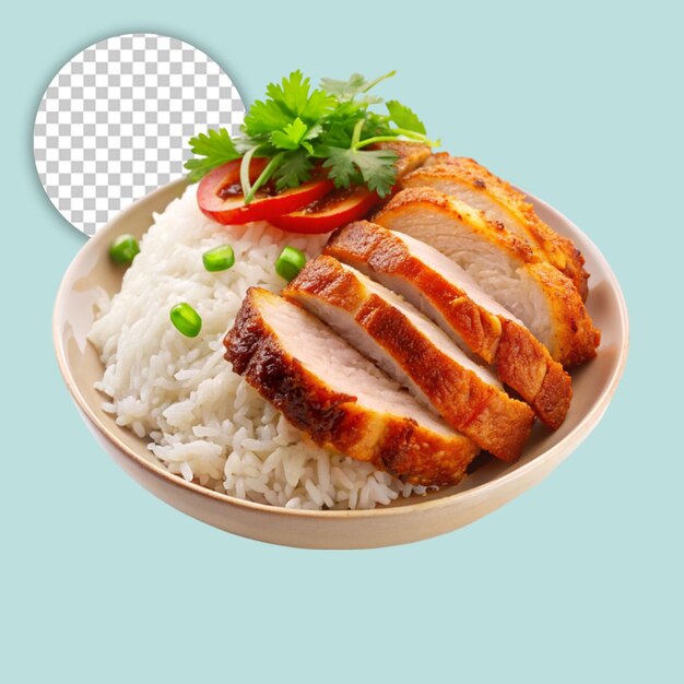 PSD caesar salad with chicken fillet on transparent background