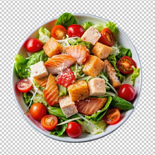 PSD caesar salad with red fish salmon trout