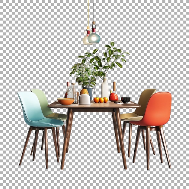 Cafe Chairs with Table for Customers on Transparent Background Ai Generated