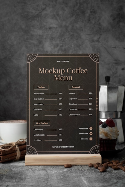 Cafe menu mockup design