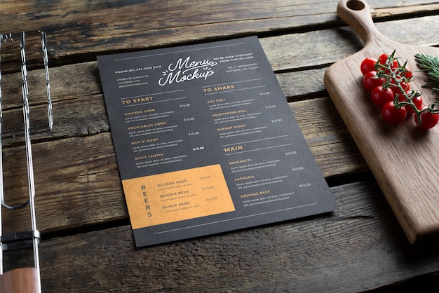 Cafe paper menu mock-up