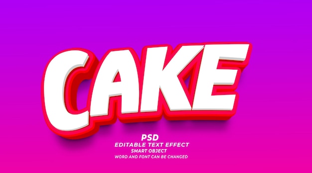 Cake 3d editable text effect PSD photoshop template with cute background