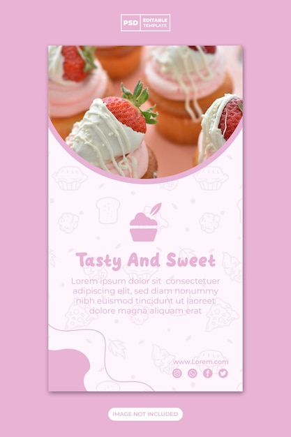 Cake and bakery menu social media promotion for instagram and facebook story banner template