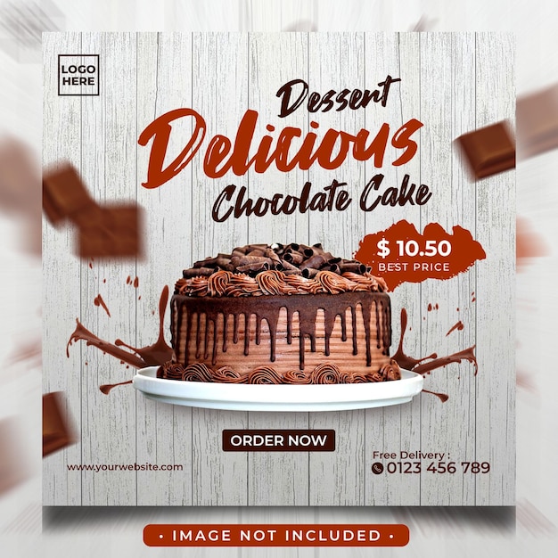 cake chocolate social media instagram post feed banner template