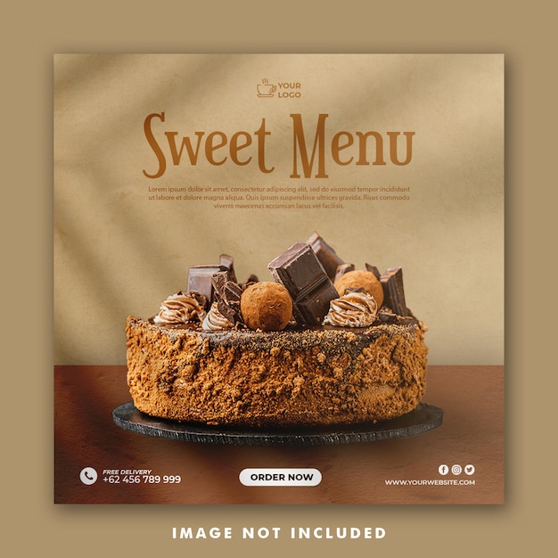 Cake Social Media Post Template For Promotion Restaurant