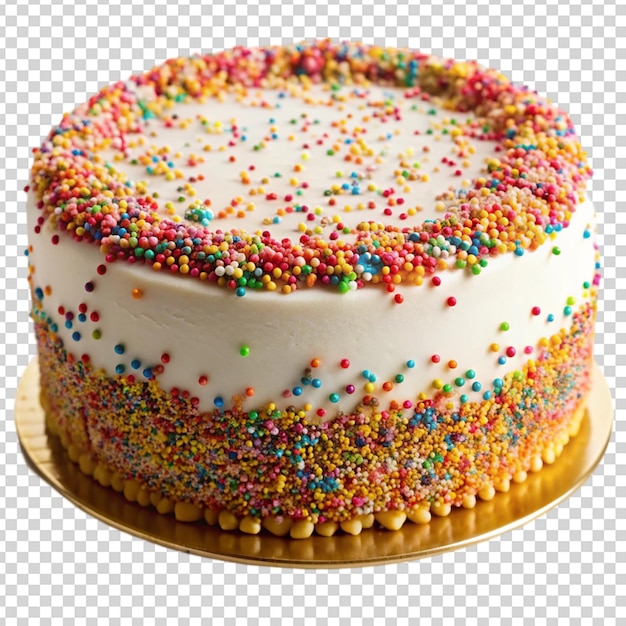 PSD cake on sprinkles isolated on transparent background