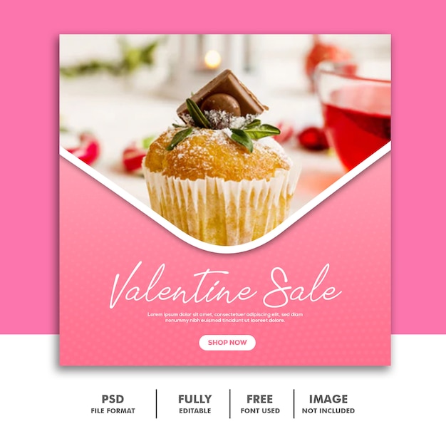 Cake Valentine Banner Social Media Post Food Special Sale