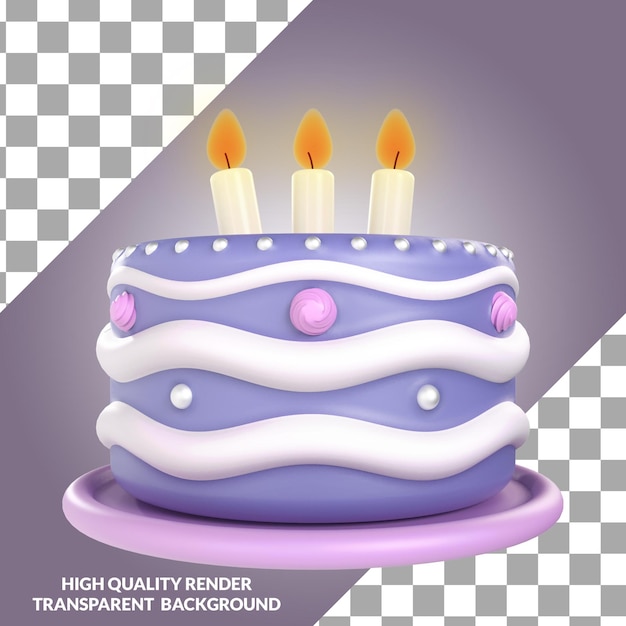 Cake with candles 3d render style