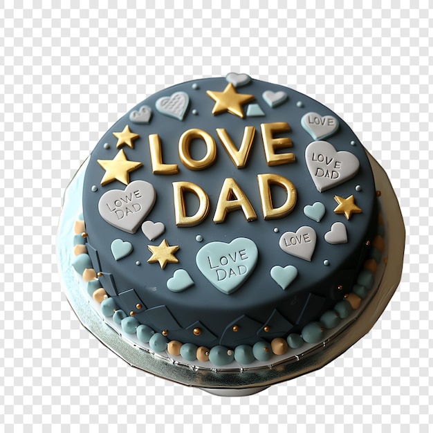 a cake with hearts and the words love dad on it