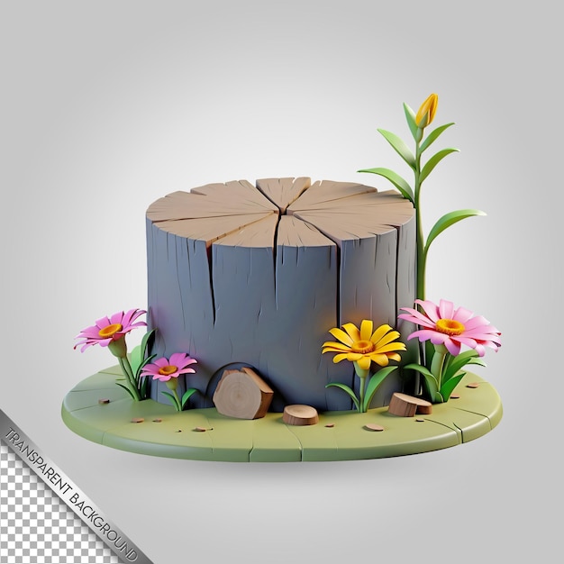 a cake with a log on it that says stump