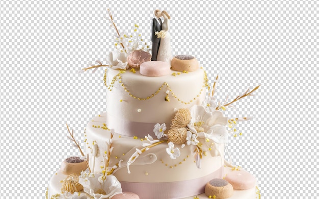 PSD a cake with a pink and gold decoration on it