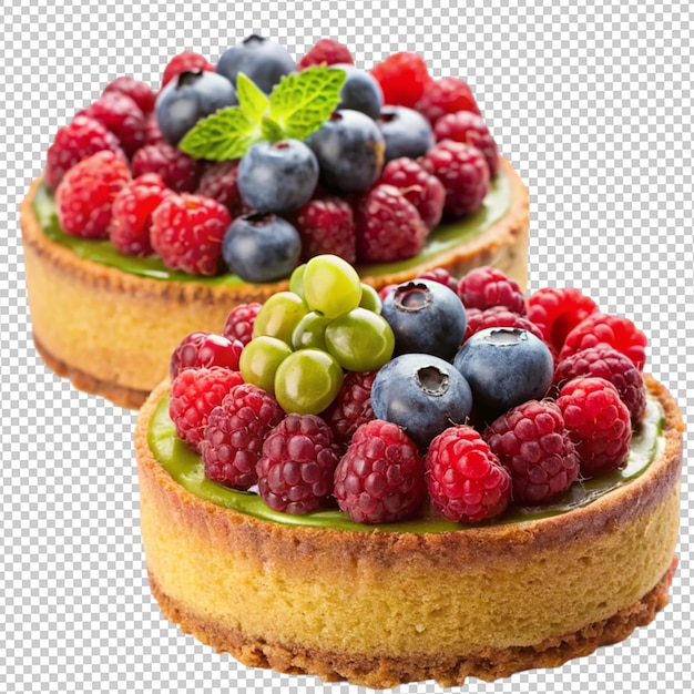 a cake with raspberries and a strawberry on it