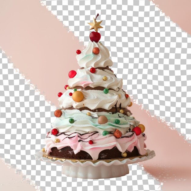 PSD a cake with a tree on the top and a pink background with a pink background