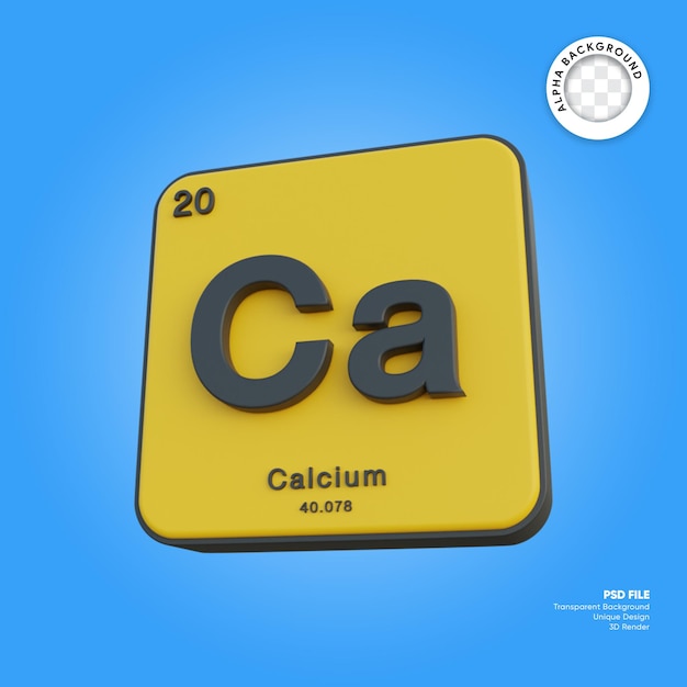 Calcium chemical element periodic table 3d render