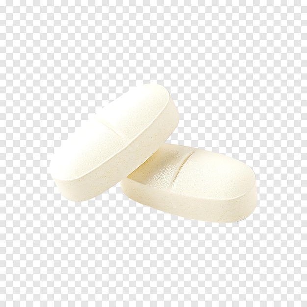 Calcium or Vitamin and mineral pills tablets isolated on a transparent background