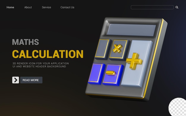 calculator sign on dark background 3d render concept for mathematic solve