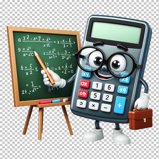 PSD a calculator with a pencil next to a blackboard with a pencil on it