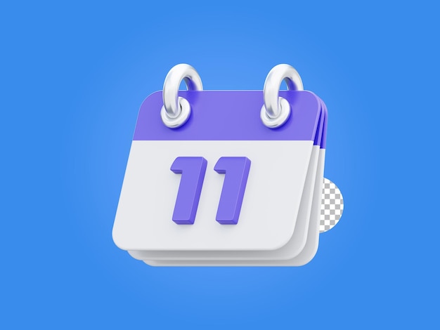 Calendar 3d icon planning event symbol isolated object on transparent background