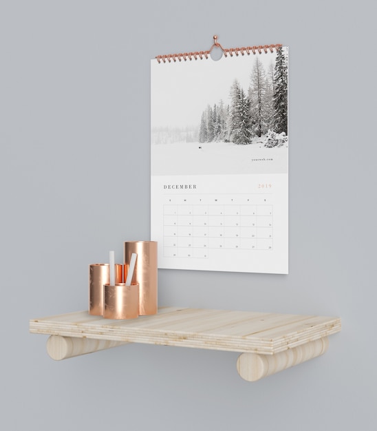 Calendar in book hook concept mock-up