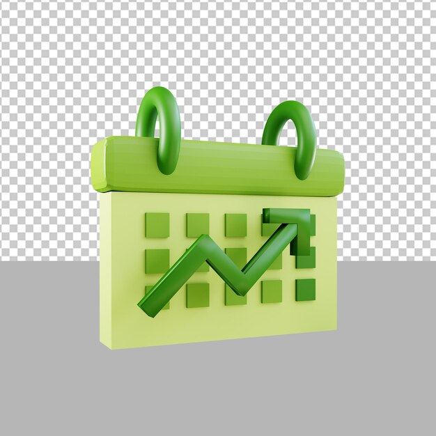 Calendar Growth Stock Trend Up Investment Stock Trading Icon 3D Render Illustration