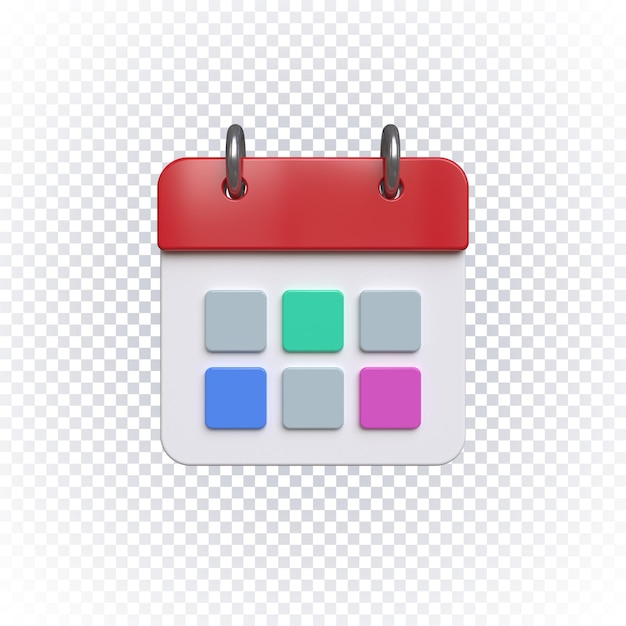 Calendar icon 3d render isolated