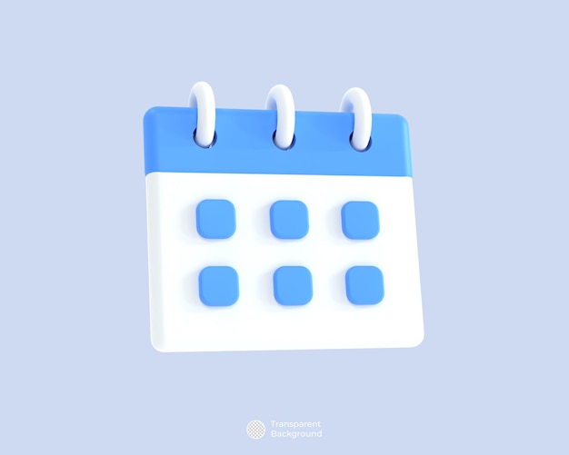 Calendar icon isolated 3d render illustration