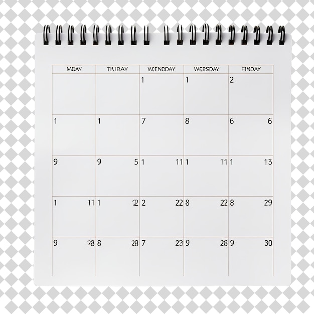 Calendar isolated on transparent background PNG file format