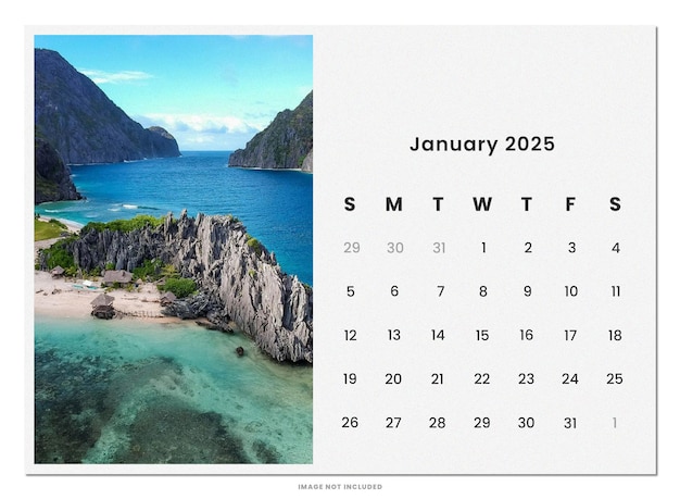 PSD calendar january 2025 a4 paper psd template design wall planner calendar 2025