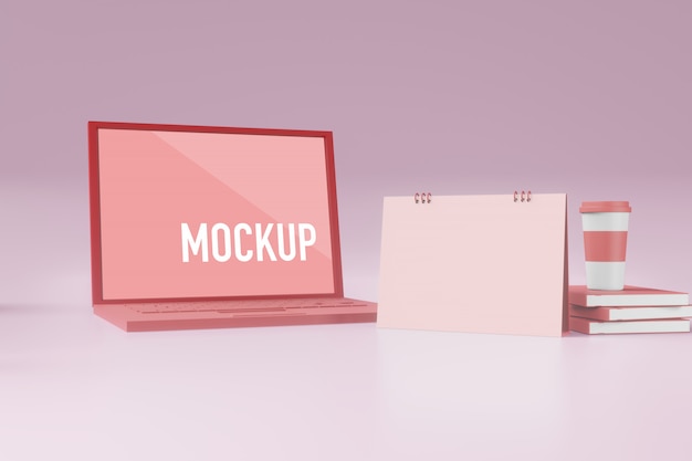 calendar and laptop mockup