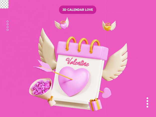 calendar love 3d illustration