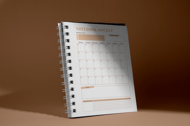 PSD calendar and planner notebook mock-up