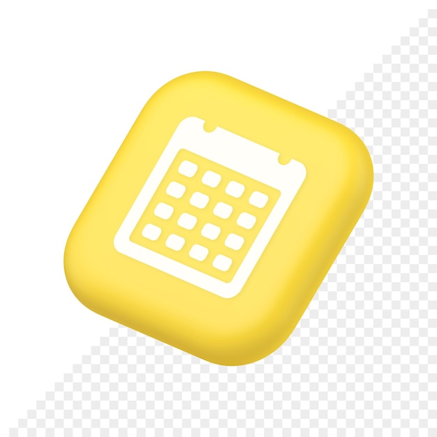 Calendar schedule button agenda event appointment reminder symbol website icon 3d rendering