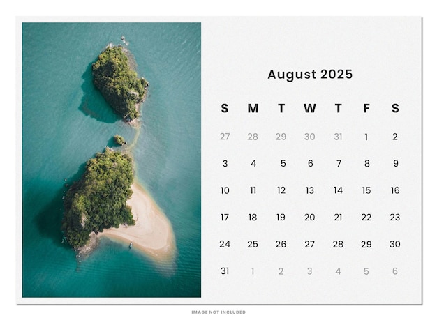 PSD calender august 2025 a4 paper psd template design calendar 2025 wall planner