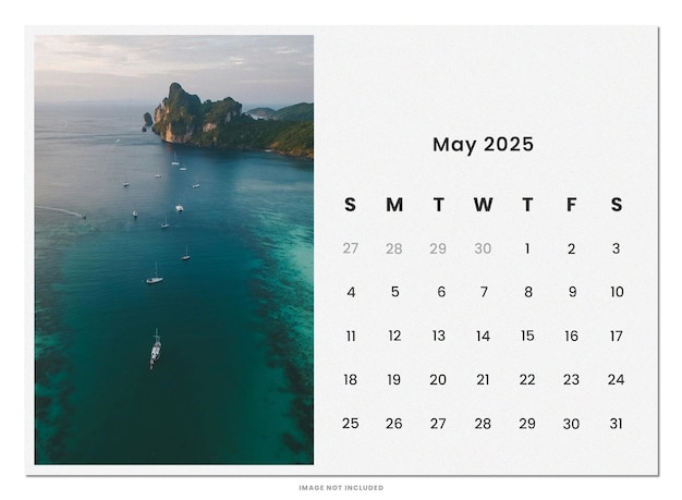 PSD calender may 2025 a4 paper psd template design calendar 2025 wall planner