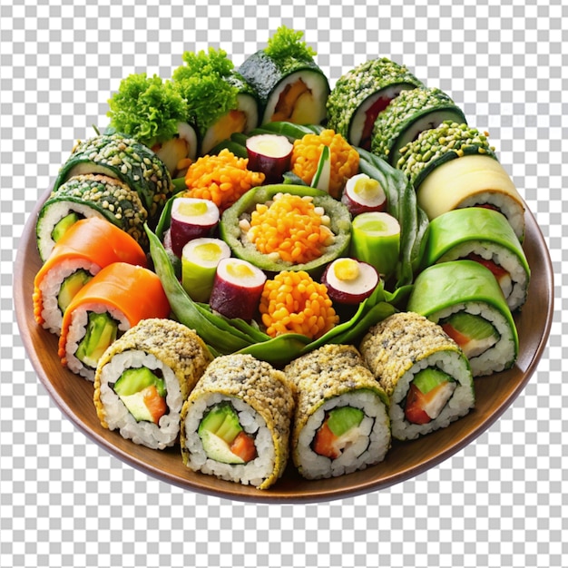 California rolls in plate isolated on transparent background