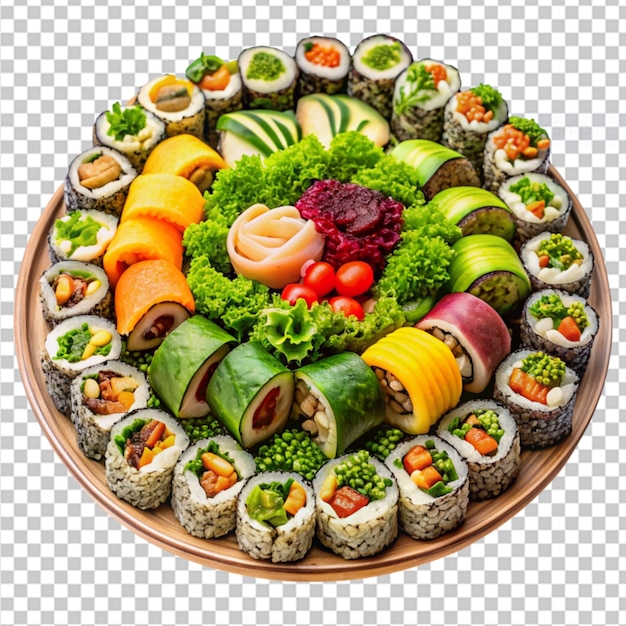 California rolls in plate isolated on transparent background