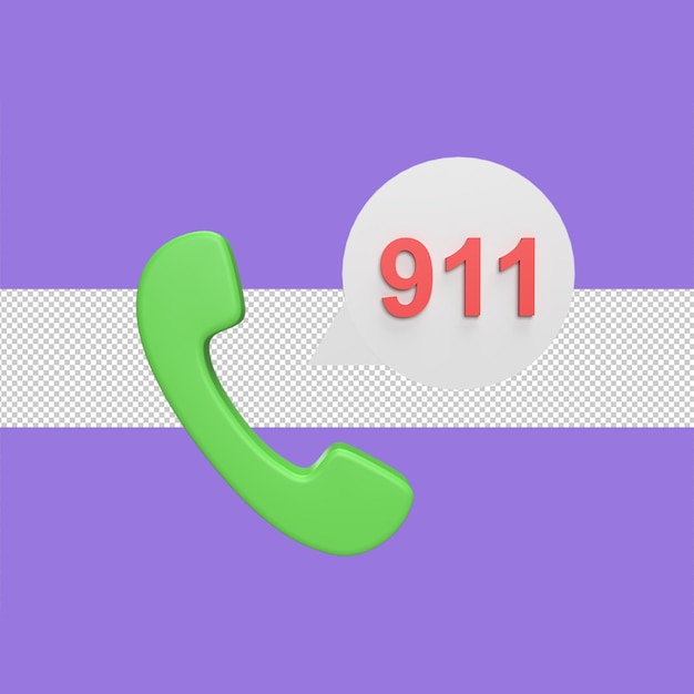 PSD call 911 3d icon model cartoon style concept render illustration