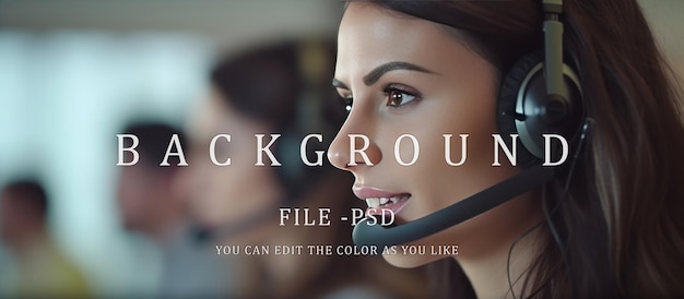 Call center and businessman concept Beautiful woman with headphones consulting with client