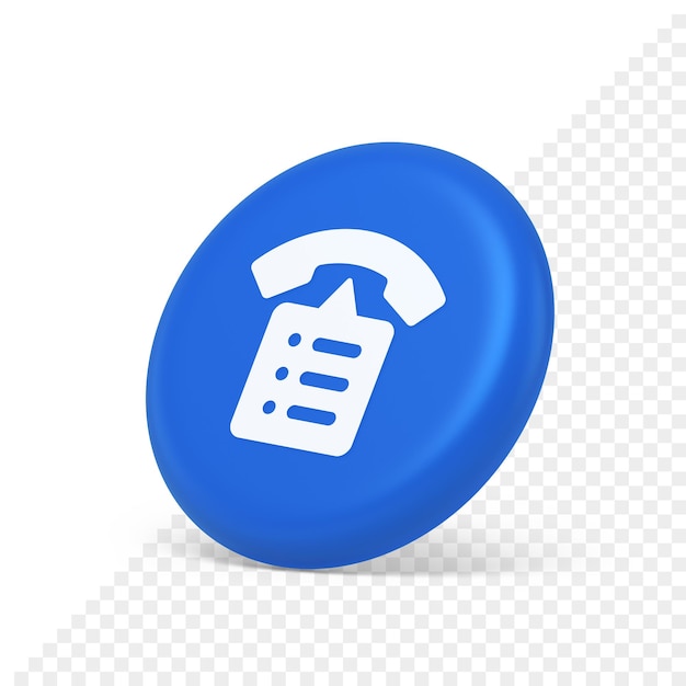 Call phone book contact list button cyberspace friends information communication 3d side view icon