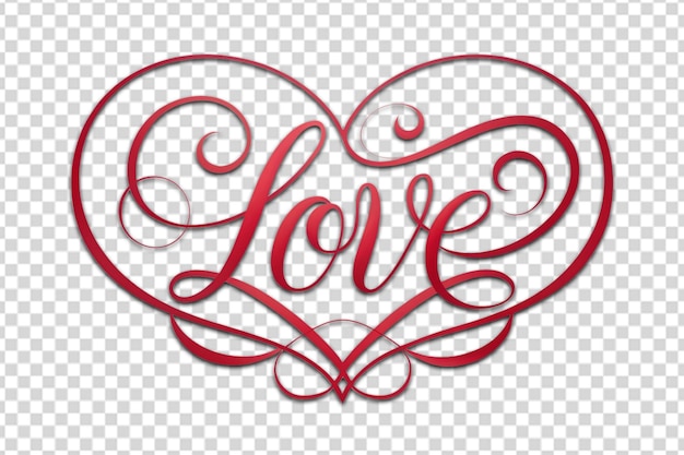 Calligraphic love heart logo sign png