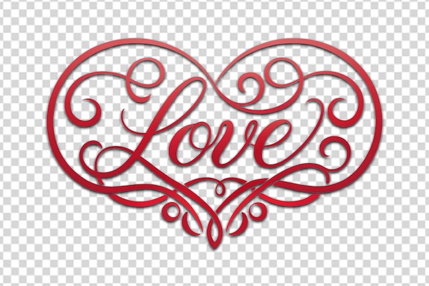 PSD calligraphic love heart logo sign png