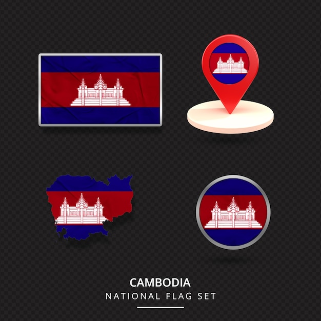 Cambodia National FlagMapLocationBadge element design