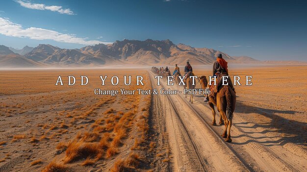 PSD camel caravan through the desert