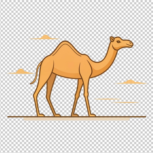 camel in desert vector illustration in thin line