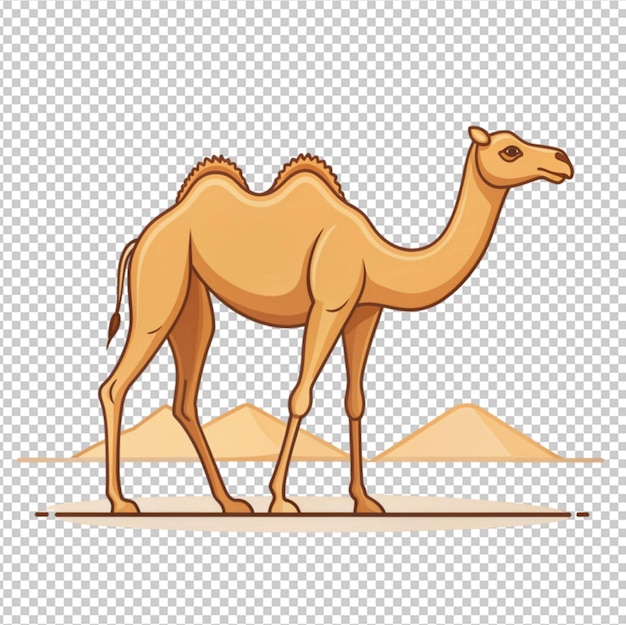 camel in desert vector illustration in thin line