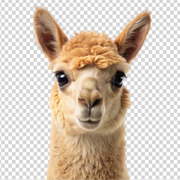 Camel head in front on transparent background